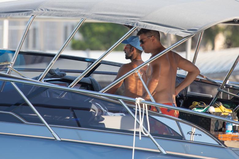 Serbian tennis player Novak Djokovic with his family and friends on boat at Orsan, Dubrovnik on August 11, 2024.