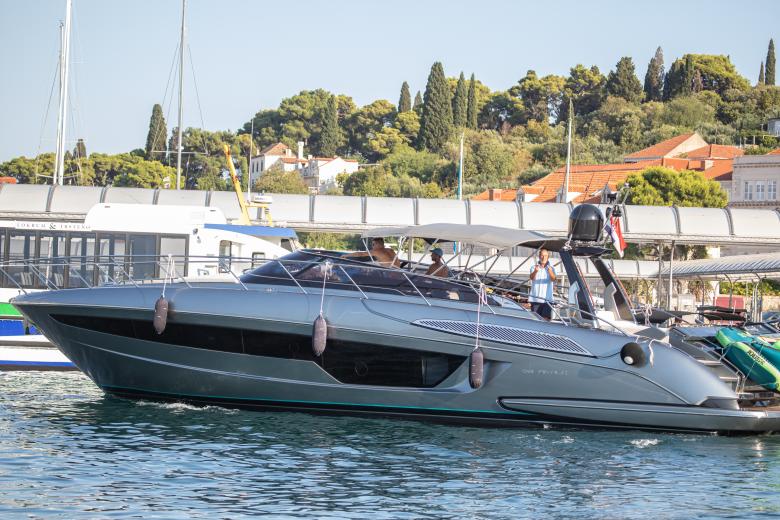 Serbian tennis player Novak Djokovic with his family and friends on boat at Orsan, Dubrovnik on August 11, 2024.