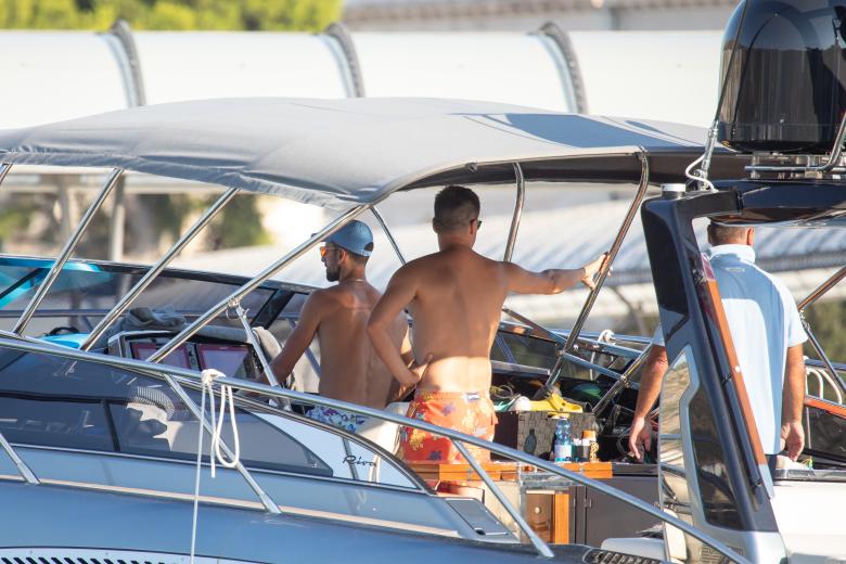 Serbian tennis player Novak Djokovic with his family and friends on boat at Orsan, Dubrovnik on August 11, 2024.