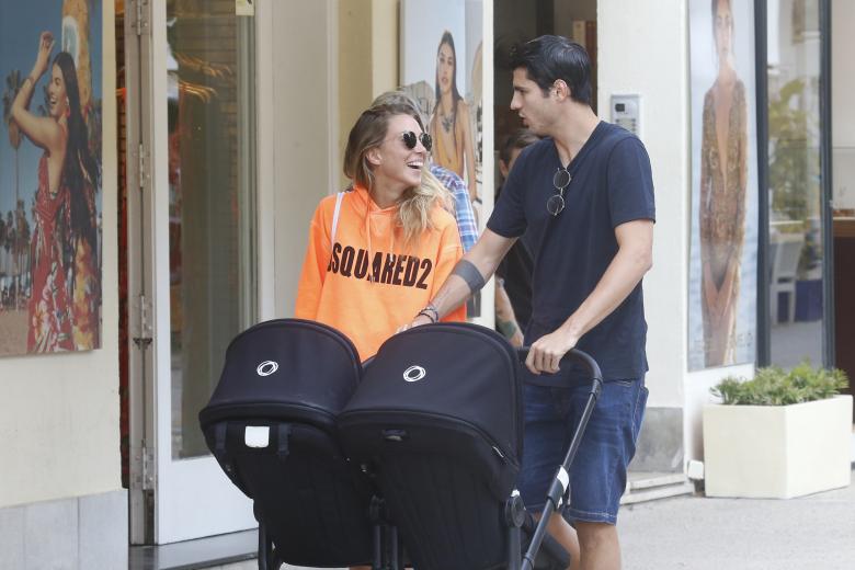 Soccerplayer Alvaro Morata and Alice Campello with twins Alessandro and Leonard in Ibiza on Wednesday 12 June 2019.