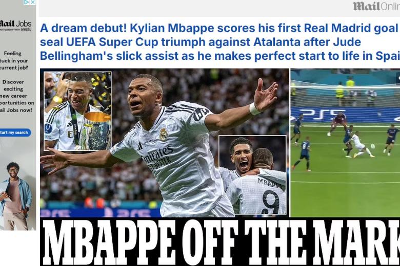 El periódico inglés The Daily Mail abrió su portada con el siguiente titular: "Mbappé fuera de lugar"