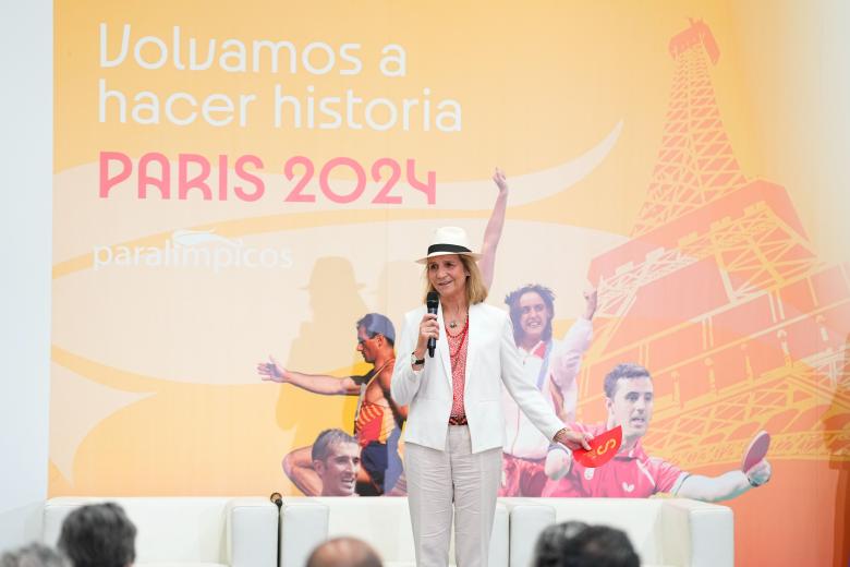 Mandatory Credit: Photo by Oscar J Barroso/AFP7/Shutterstock (14658070i)
Jose Manuel Rodriguez Uribes, President of Superior Sports Council CSD, talks to Infanta Elena of Spain during a farewell event for the Spanish Paralympic Commission that will compete in the Paris 2024 Paralympic Games at the Consejo Superior de Deportes CSD building on August 23, 2024, in Madrid, Spain.
Farewell evento for Spanish Paralympic Commission for Paris 2024 Paralympic Games, Madrid, Spain - 23 Aug 2024 *** Local Caption *** .