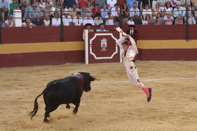 during the bullfight of Miguel Escribano in Tarifa, August 25, 2024