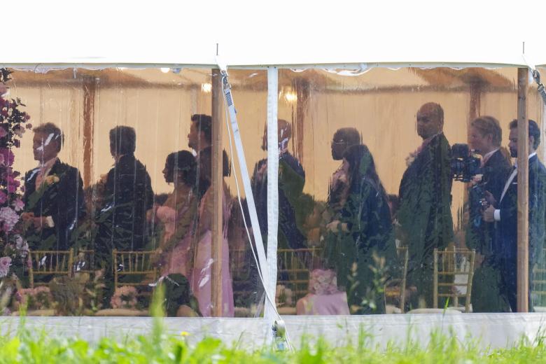 Guest are seen in the wedding tent during the wedding of Princess Martha Louise of Norway and Durek Verrett in Geiranger on August 31, 2024. Princess Martha Louise, the eldest child of King Harald will tie the knot on Saturday with American self-proclaimed shaman Durek Verrett. (Photo by Heiko Junge / NTB / AFP) / Norway OUT