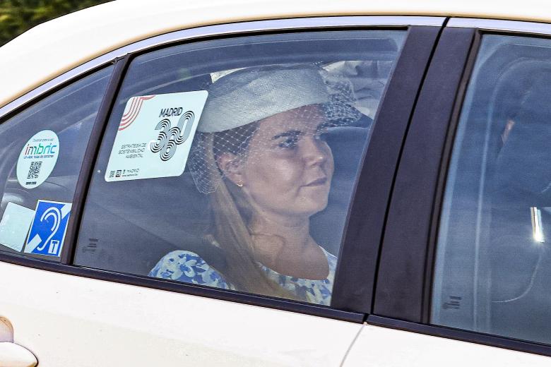 arriving at the wedding of Victoria López-quesada and Enrique Moreno de la Cova Ybarra in Algete, Madrid. August 31 2024