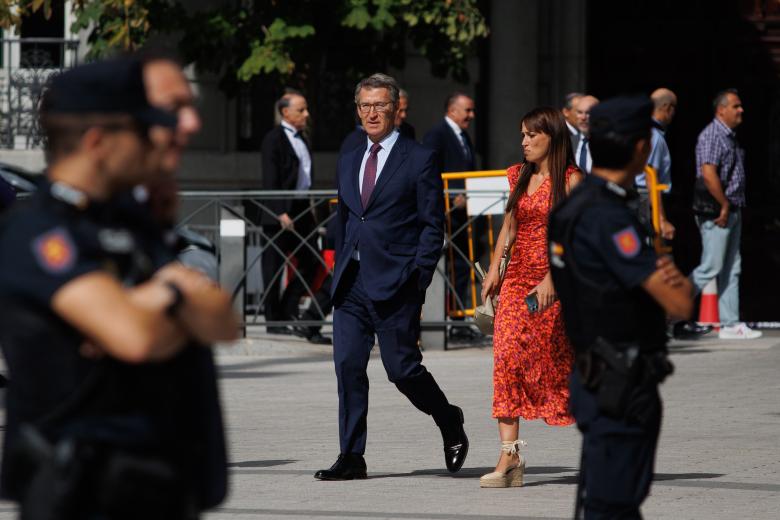 El presidente del PP, Alberto Núñez Feijóo, llega al acto solemne de apertura del año judicial