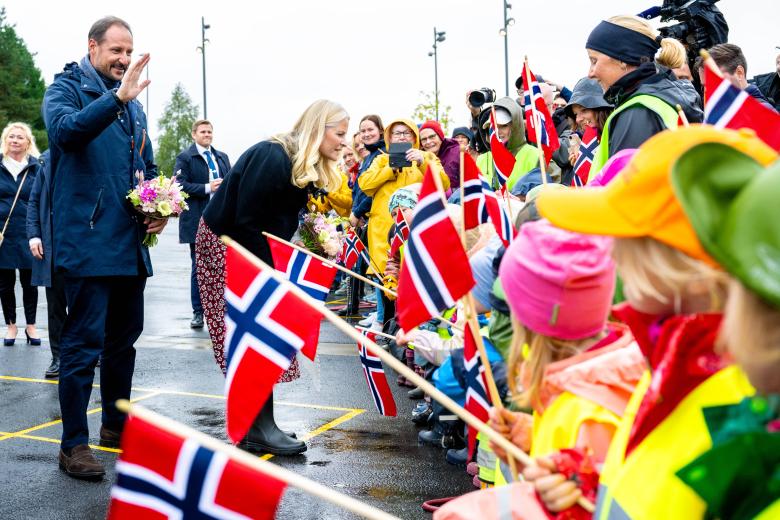 Crown Princess Mette-Marit during a visit to Selbu middle school Bell School and Arsoya Fritidspark, on the first day of their three day visit to Sor-Trondelag region in Norway.