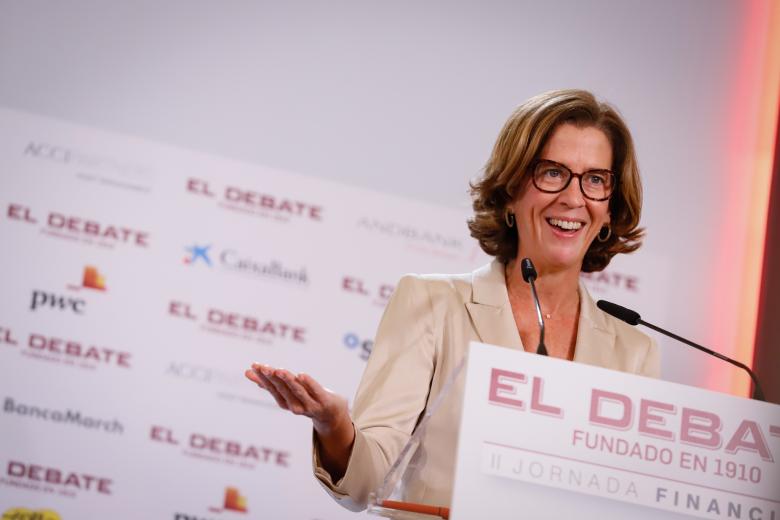 Alejandra Kindelán, presidenta de la asociación española de Banca, en la inauguración de la II Jornada Financiera de El Debate