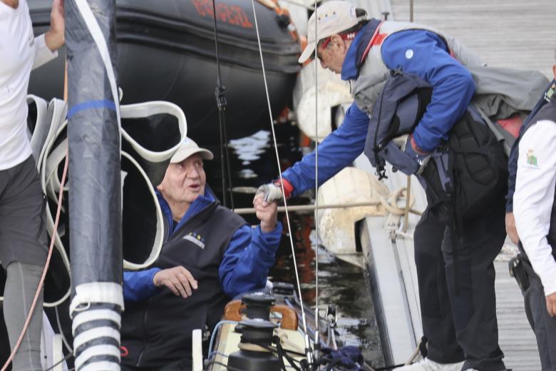 Spanish King Juan Carlos I during the second day of the regatta in Sanxenxo, Galicia. September 28 2024