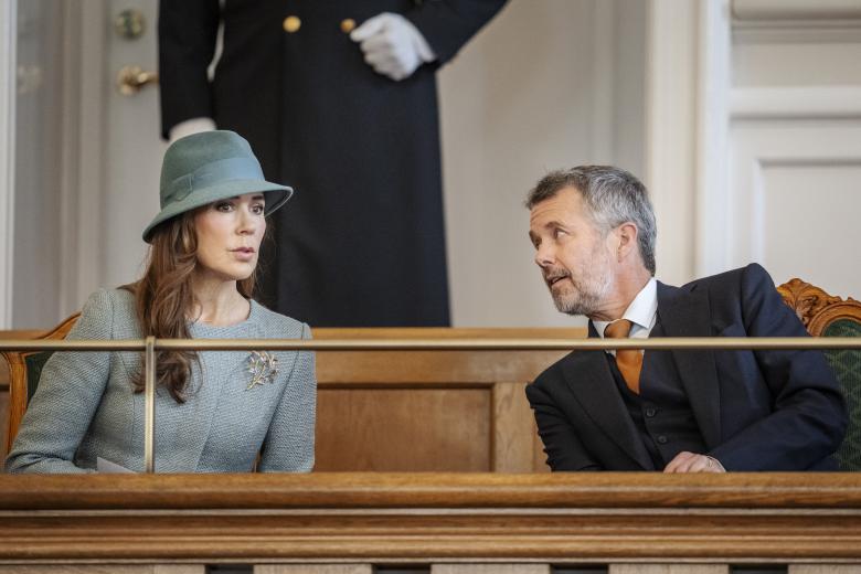 Queen Mary, Princess Benedikte and King Frederick X arrives to attend the opening of the Folketinget, the Danish Parliament, at Christiansborg Castle in Copenhagen, Tuesday October 1, 2024 *** Local Caption *** .