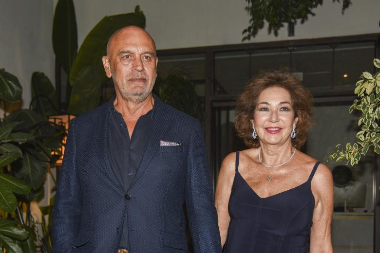 Journalist Ana Rosa Quintana and Juan Muñoz  arriving to Constanza Villa-Mir and Daniel's pre-wedding in Seville. October 4 2024