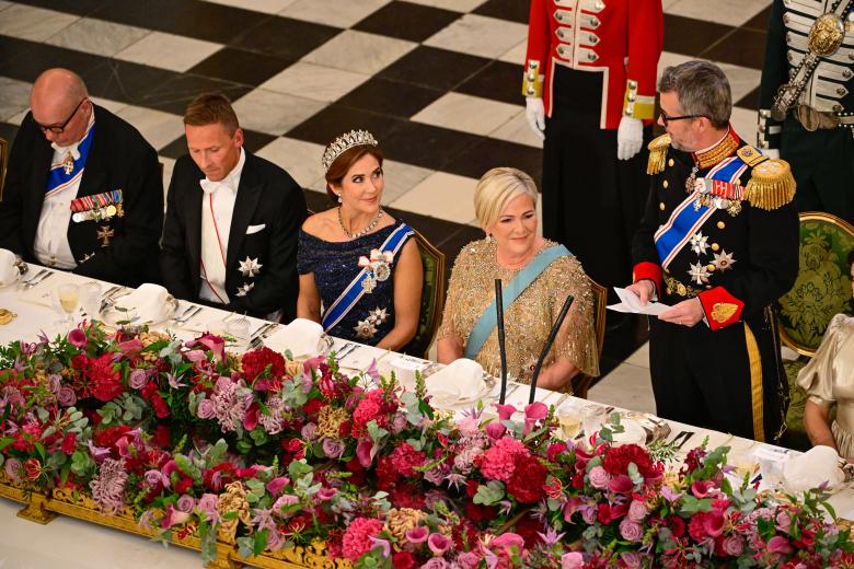 Copenhagen, DENMARK  - Princess Benedikte joins King Frederik X and Queen Mary at a State Banquet in Copenhagen, honoring Icelandic President Halla Tómasdóttir and her spouse. The banquet celebrates the President's first state visit, highlighting the strong ties between Denmark and Iceland and their shared commitment to sustainability.

Pictured: Queen Mary

BACKGRID USA 8 OCTOBER 2024 

USA: +1 310 798 9111 / usasales@backgrid.com

UK: +44 208 344 2007 / uksales@backgrid.com

*UK Clients - Pictures Containing Children
Please Pixelate Face Prior To Publication* *** Local Caption *** .