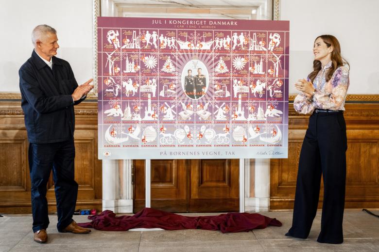 Queen Mary at the unveiling of the Christmas Seal 2024 at Copenhagen City Hall on Thursday, October 10, 2024