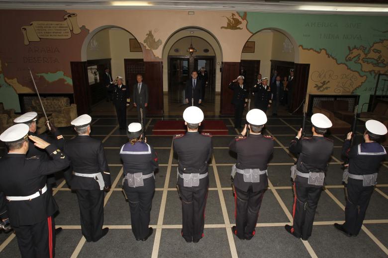 El expresidente del Gobierno español, Mariano Rajoy a su llegada a la Escuela Naval Militar de Marín