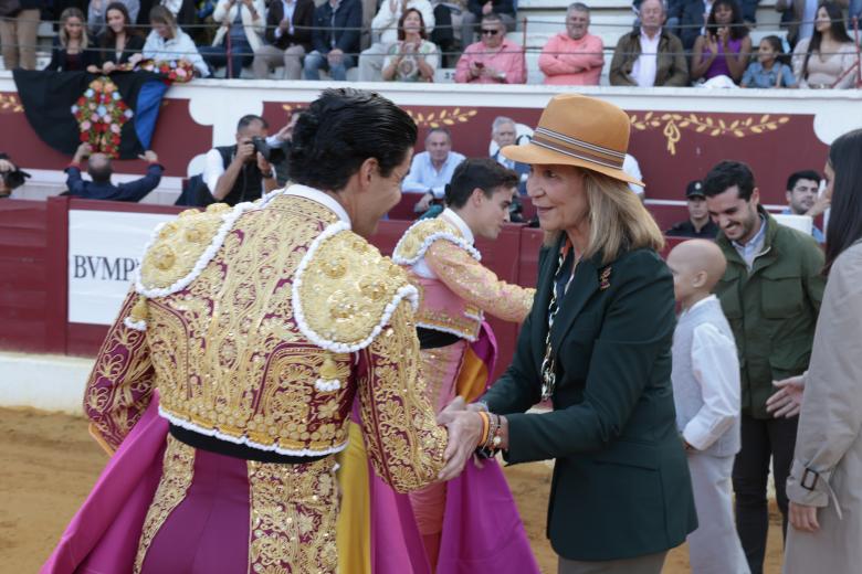 La Infanta Elena During the Charity Bullfight for the benefit of the "La Sonrisa de Maria" Foundation, Talavante, Gonzalo Caballero and Pablo Aguado bullfight in Torejon De Ardoz, October 13, 2024