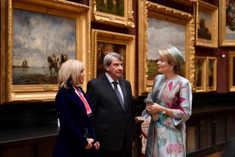 Brigitte Macron, and Queen Mathilde visit the Chateau de Chantilly, just north of the French capital on October 16, 2024//ACCORSINIJEANNE_accorsini.019/Credit:JEANNE ACCORSINI/SIPA/2410161224 *** Local Caption *** .