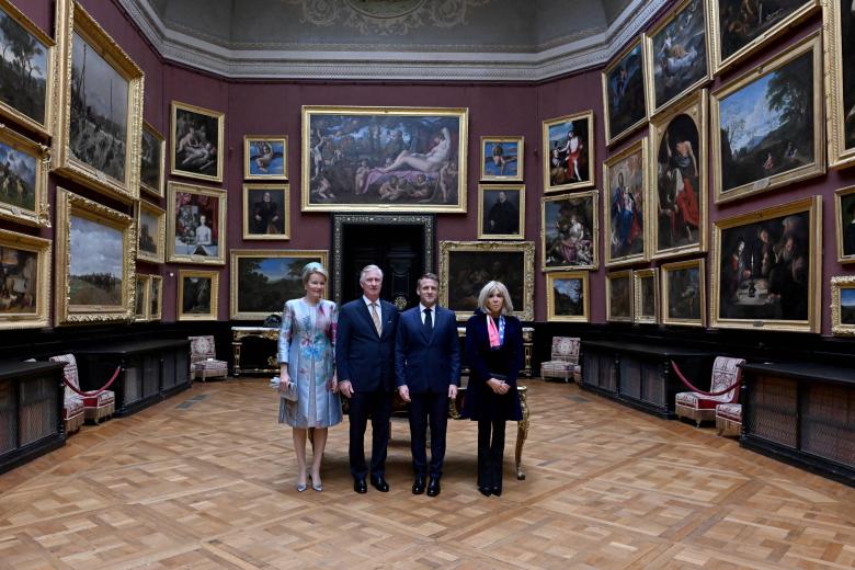 Mandatory Credit: Photo by Shutterstock (14788664c)
Queen Mathilde of Belgium, King Philippe - Filip of Belgium, President of France Emmanuel Macron and First Lady of France Brigitte Macron visit the exhibition 'Louise Marie d'Orleans, First Queen of the Belgians, a romantic destiny' at the Chateau de Chantilly, in Chantilly, on the last day of the official state visit of the Belgian royal couple to France, Wednesday 16 October 2024. The Belgian Royal Couple is on a three-day visit to France.
France Royals State Visit Wednesday, Chantilly, France - 16 Oct 2024 *** Local Caption *** .