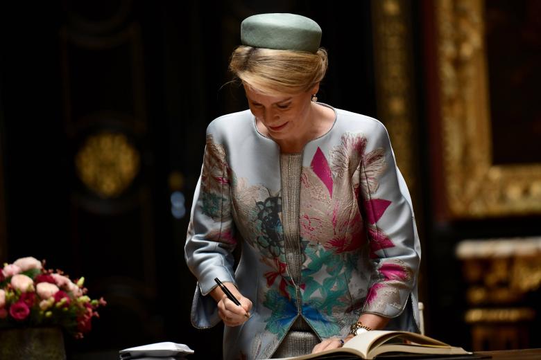 Belgium's King Philippe, French President Emmanuel Macron, his wife Brigitte Macron, and Queen Mathilde visit the Chateau de Chantilly, just north of the French capital on October 16, 2024//ACCORSINIJEANNE_accorsini.012/Credit:JEANNE ACCORSINI/SIPA/2410161224 *** Local Caption *** .