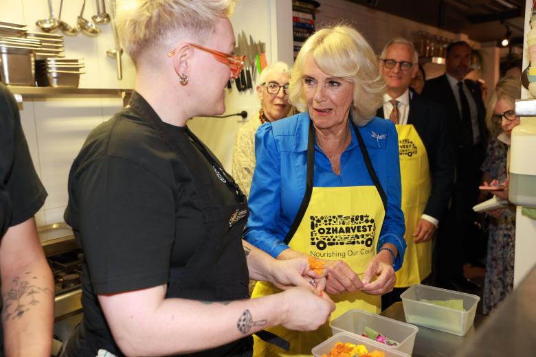 Queen Camilla during a visit to Refettorio OzHarvest Sydney, on day three of the royal visit to Australia and Samoa. Picture date: Tuesday October 22, 2024. *** Local Caption *** .
LORO