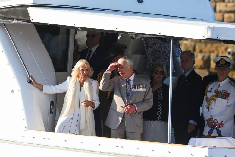 King Charles III and Queen Camilla attending SydneyOpera House, as they arrive to mark its 50th anniversary, on day three of the royal visit to Australia and Samoa.