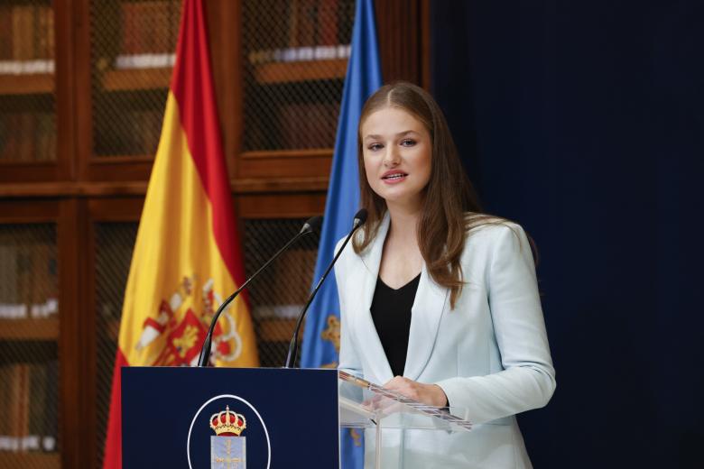 La Princesa de Asturias pronuncia unas palabras tras recibir los honores en Oviedo