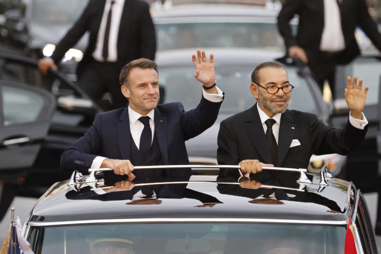 El Rey de Marruecos, Mohammed VI, y el presidente de Francia, Emmanuel Macron, en Rabat