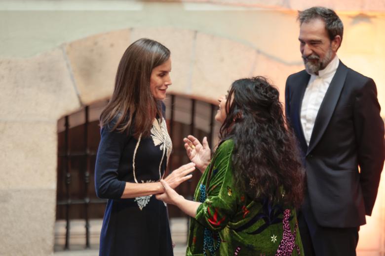 Spanish Queen Letizia during inauguration “Goya x Lita Cabellut: Los Disparates. Misera humanidad, la culpa es tuya” exhibition in Madrid on Tuesday, 29 October 2024.