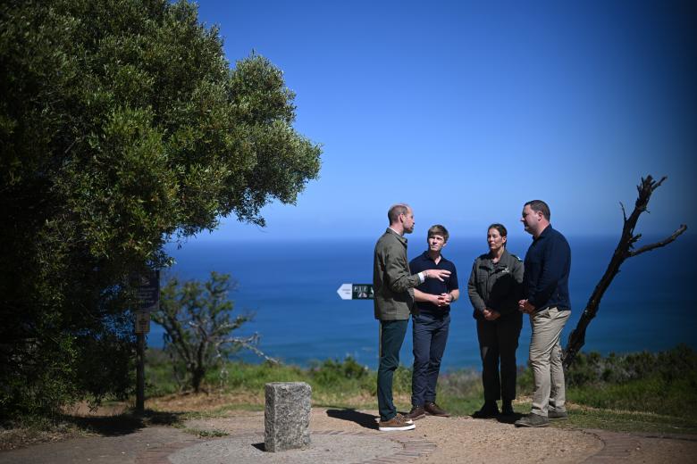 Mandatory Credit: Photo by Victoria Jones/Shutterstock (14864478m)
Prince William visits Signal Hill with Robert Irwin, Earthshot Prize Global Ambassador, Megan Taplin, Park Manager for Table Mountain National Park and Geordin Hill-Lewis, Mayor of the City of Cape Town. He will meet rangers and youth conservation volunteers to discuss the importance of biodiversity. Signal Hill is part of the wider Table Mountain National Park.
Nature Walk with Park Rangers and Conservationists, Prince William, Prince of Wales visit to Cape Town, South Africa - 05 Nov 2024
The Prince will visit Signal Hill where he will meet rangers and conservationists to discuss the importance of biodiversity. Signal Hill is part of the wider Table Mountain National Park and is recognised as one of the world's most remarkable attractions *** Local Caption *** .