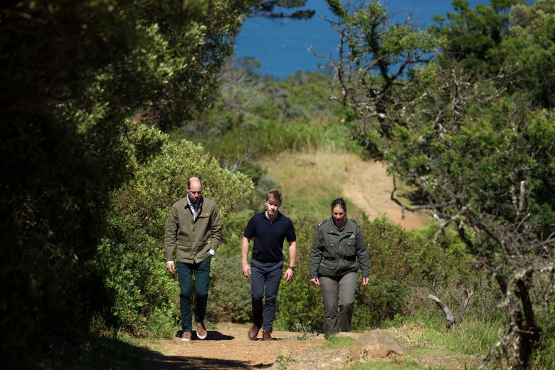 The Prince of Wales with Park Manager for Table Mountain National Park, Megan Taplin, during a visit to Signal Hill near Cape Town, to discuss the importance of biodiversity. Signal Hill is part of the wider Table Mountain National Park. Prince William is on day two of his visit to South Africa, ahead of the fourth annual Earthshot Prize Awards ceremony on November 6. Picture date: Tuesday November 5, 2024. *** Local Caption *** .