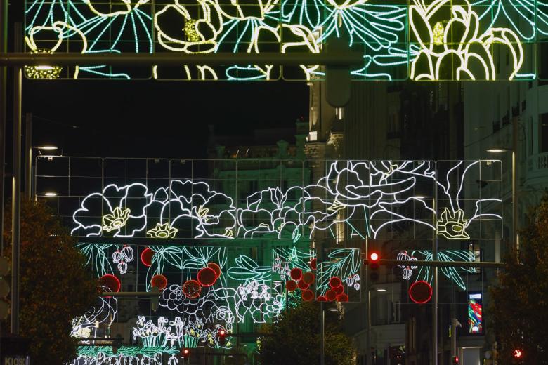 MADRID, 28/11/2024.- Encendido de la iluminación navideña este jueves en la madrileña Gran Vía. EFE/Juanjo Martín