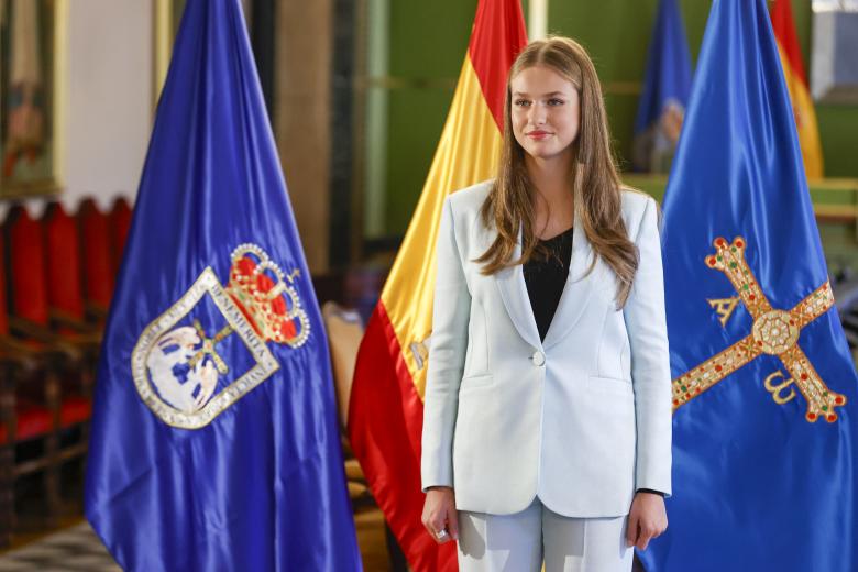 Princess Leonor de Borbon during an audience with the winners of finally college career of Oviedo University awards in Oviedo, on Friday 25 October 2024.