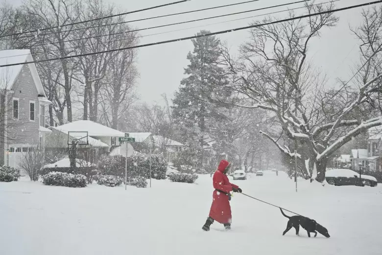 Una mujer pasea a su perro en Maryland (EE.UU.)