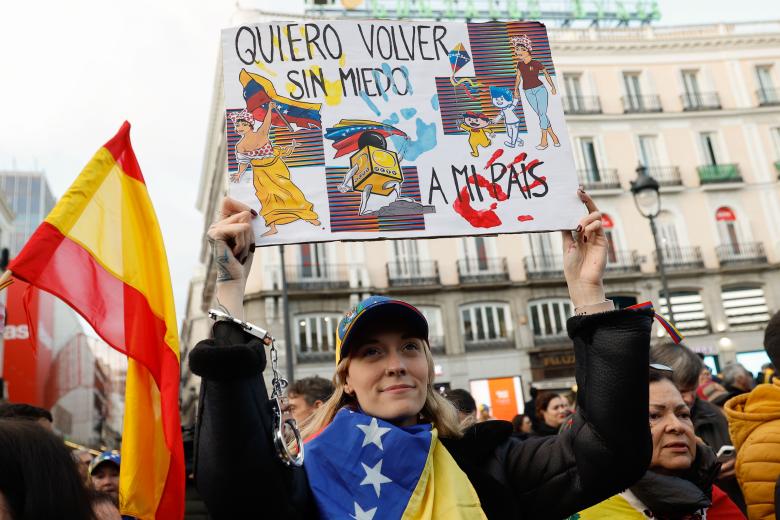 Manifestación convocada en Madrid para apoyar al candidato opositor Edmundo González como presidente electo de Venezuela