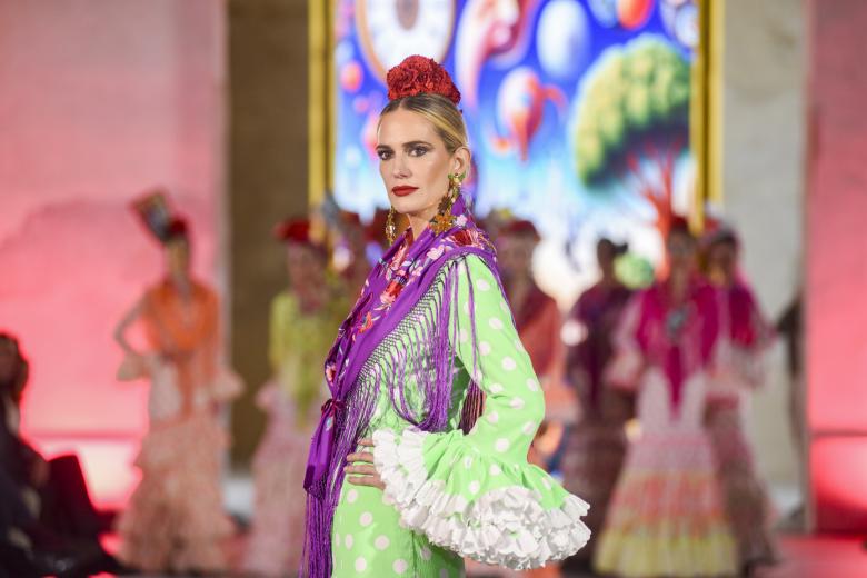 Adriana Abascal and fashion designer Rocío Peralta parading in RocioPeralta: La perseverancia de los sueños Brand event in Sevilla on Friday, 10 January 2025.