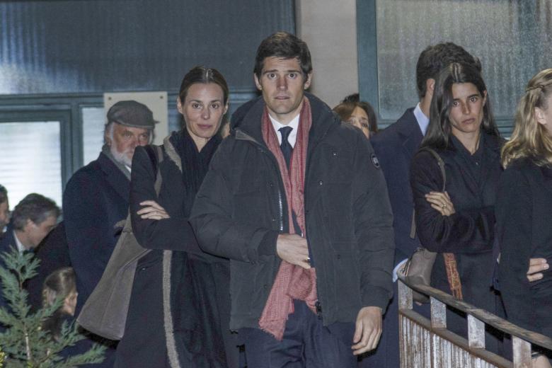 Reyes Vázquez de Castro and Carlos Sainz during funeral of Alvaro Entrecanales in Madrid on Tuesday, 14 January 2025.