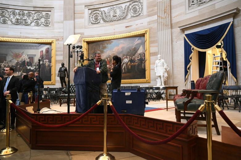 El Capitolio de Estados Unidos se prepara para la investidura del presidente electo Donald Trump, en Washington, D.C.