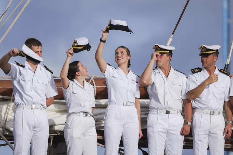 Princess Leonor de Borbon leaving Las Palmas de Gran Canarias on board Juan Sebastian Elcano in Las Palmas on Thursday, 23 January 2025.