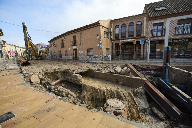 Las obras de canalización del arroyo Sangüesa a su paso por Cebolla (Toledo) están evitando, de momento, una nueva inundación en el municipio tras las crecidas registradas este lunes por la borrasca Herminia