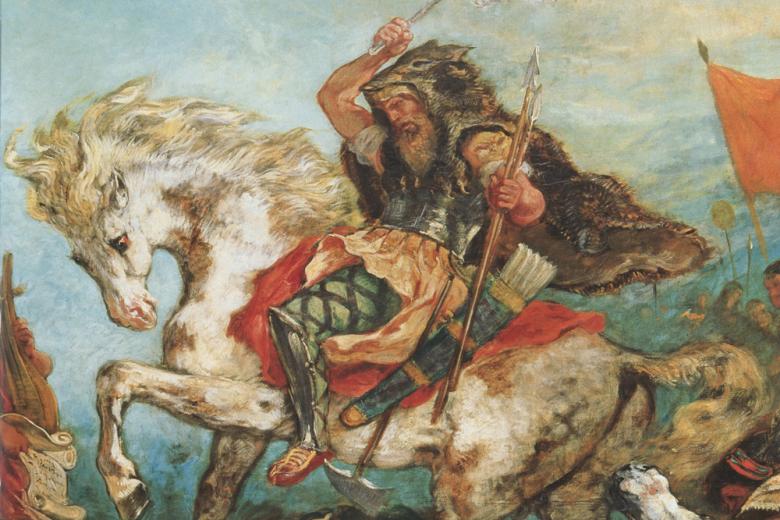 Atila, seguido por sus hordas bárbaras