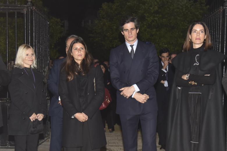 Cayetana Rivera, Eugenia Martinez de Irujo, Narcis Rebollo, Sofia Palazuelo and Fernando Fritz James during the Madruga procession in Seville, April 17, 2025