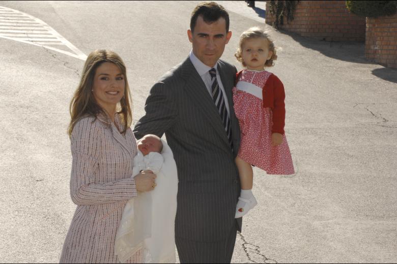 Princess of Asturias Leonor de Borbon Infant Sofia de Borbon and Spanish President Pedro Sanchez during Constitution Pledge (Jura de la Constitucion) ceremony in Madrid on Tuesday, 31 October 2023.