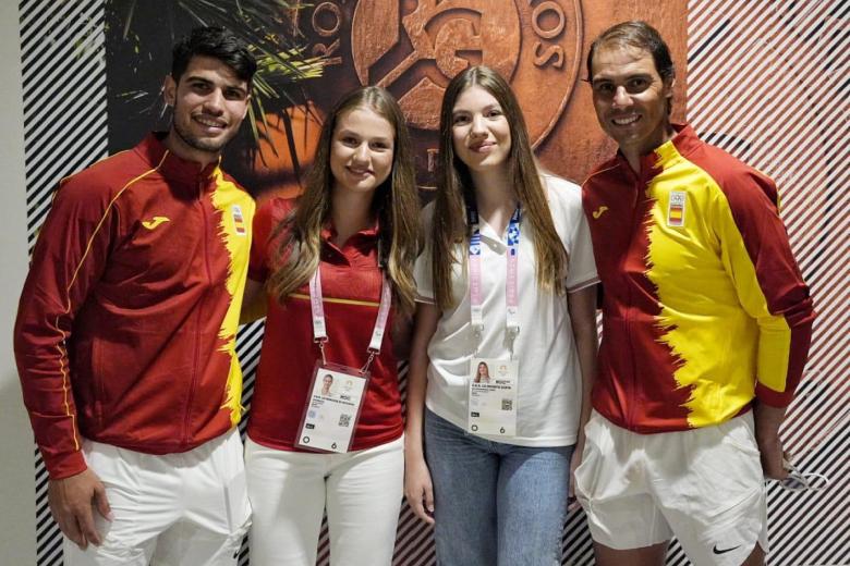 Spanish Queen Letizia Ortiz with Princess Leonor de Borbon and Infanta Sofia de Borbon at royal reception to honour the Spain Soccer team after their victory in the UEFA Euro Germany 2024 in Madrid on Modany, 15 July 2024.