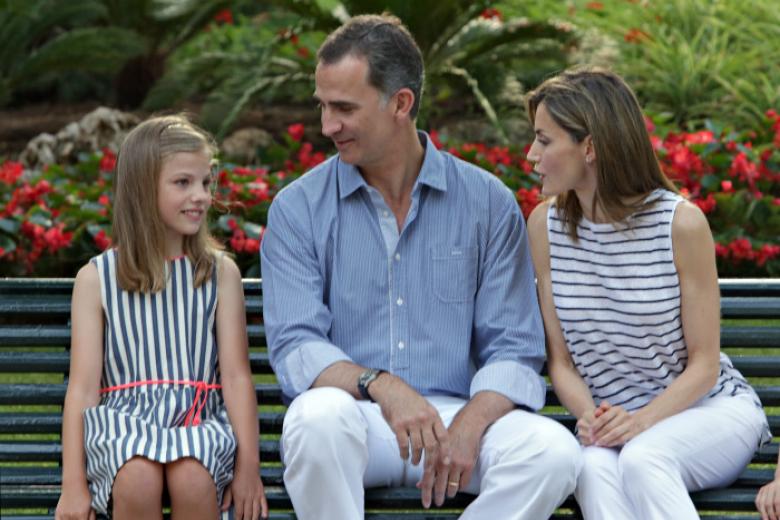 Spanish King Felipe VI and Princess Sofia during the Champions League semifinal at the SantiagoBernabeu in Madrid, Spain, Wednesday, May 04, 2016.