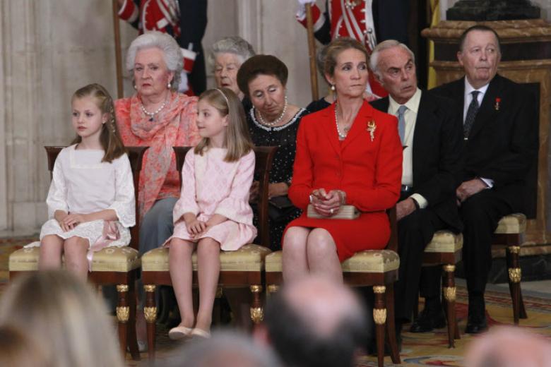 Princess Elena of Borbon Princess Margarita of Borbon with Carlos Zurita and Pilar of Borbon with princess Leonor and Sofia of Borbon Ortiz , Carlos of Borbon dos Sicilias during June 2014
