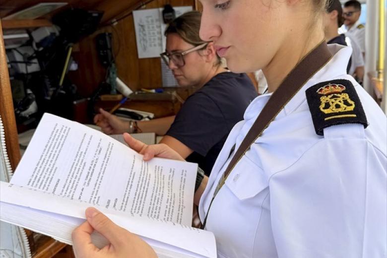 La Princesa Leonor durante su travesía en el buque escuela Juan Sebastián Elcano