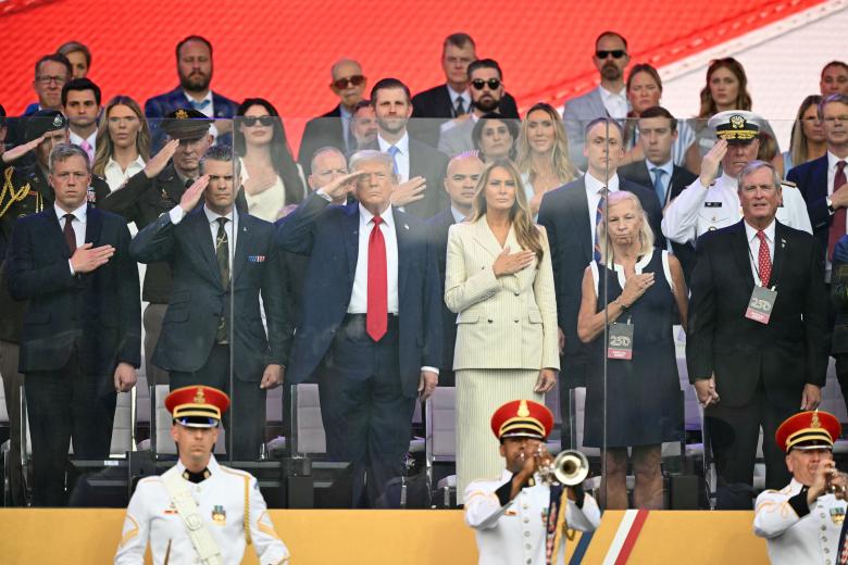 A tank rolls past during the Army 250th Anniversary Parade in Washington, DC, on June 14, 2025. Trump's long-held dream of a parade will come true as nearly 7,000 troops plus dozens of tanks and helicopters rumble through the capital in an event officially marking the 250th anniversary of the US army. (Photo by ANNABELLE GORDON / AFP)