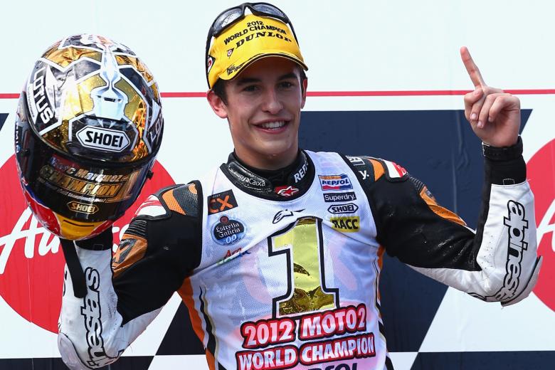 Marc Márquez logró en el año 2012 su segundo título como piloto en la categoría de Moto2