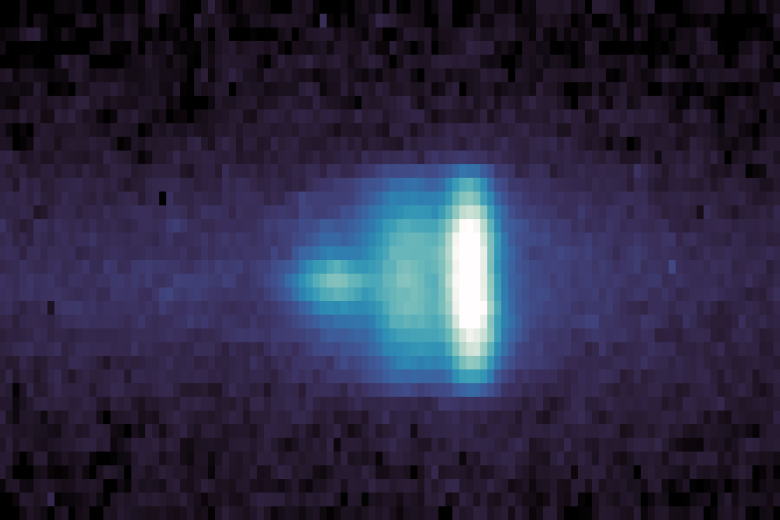 Una imagen compuesta ultravioleta de los átomos de hidrógeno que rodean al cometa 3I/ATLAS, el tercer objeto interestelar detectado por los astrónomos, durante su paso por nuestro sistema solar. Esta imagen fue tomada el 28 de septiembre de 2025, pocos días antes del máximo acercamiento del cometa a Marte, por un instrumento a bordo de la sonda MAVEN de la NASA, que ha estado estudiando Marte desde su órbita desde 2014.