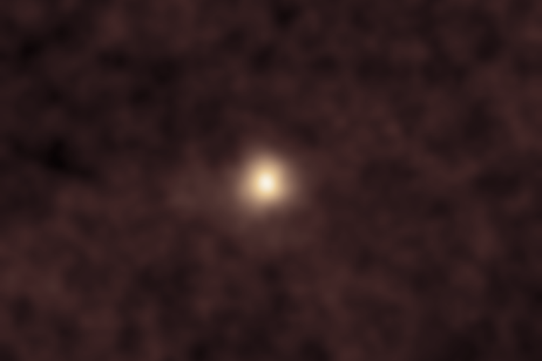 Una tenue imagen del cometa 3I/ATLAS observada por la misión SOHO de la ESA/NASA entre el 15 y el 26 de octubre de 2025. El cometa aparece como un ligero brillo en el centro de la imagen.