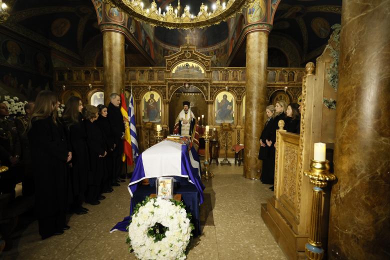 Spanish King Felipe VI and Spanish Emeritus Queen Sofia of Greece during burial of Irene of Greece in Madrid on Saturday, 17 January 2026.
